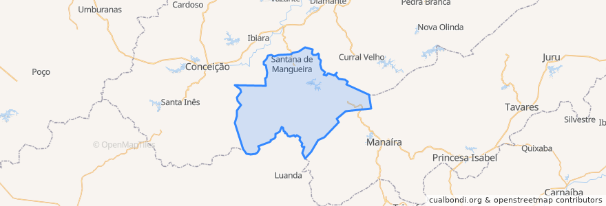 Mapa de ubicacion de Santana de Mangueira.