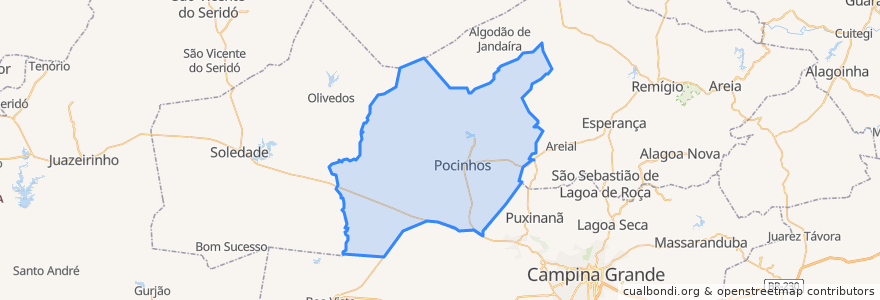 Mapa de ubicacion de Pocinhos.