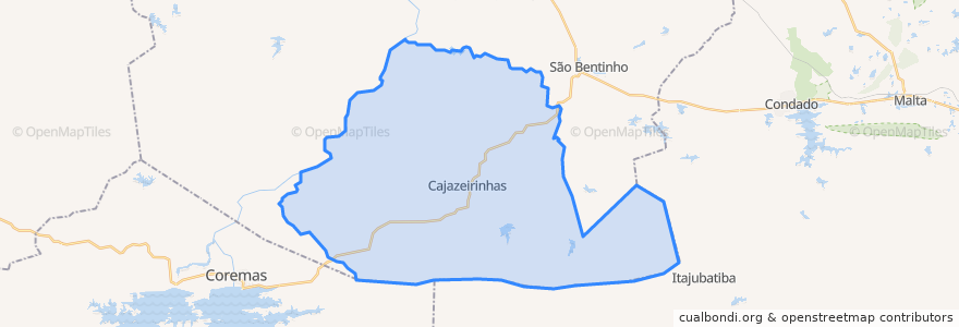 Mapa de ubicacion de Cajazeirinhas.