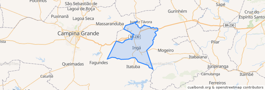 Mapa de ubicacion de Ingá.