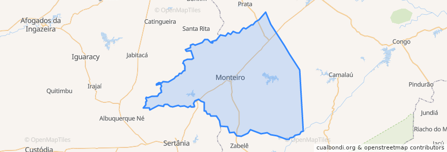 Mapa de ubicacion de Monteiro.