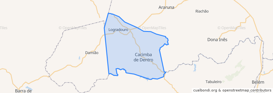 Mapa de ubicacion de Cacimba de Dentro.