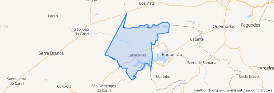 Mapa de ubicacion de Cabaceiras.