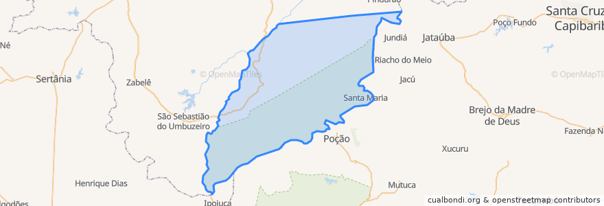 Mapa de ubicacion de São João do Tigre.