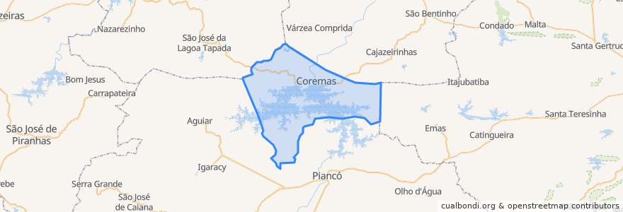 Mapa de ubicacion de Coremas.