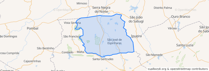 Mapa de ubicacion de São José de Espinharas.