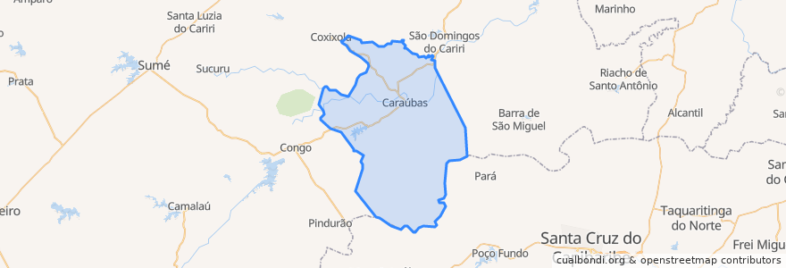 Mapa de ubicacion de Caraúbas.