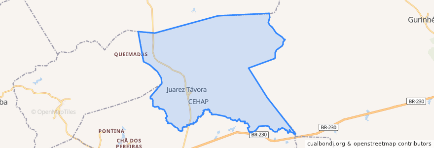 Mapa de ubicacion de Juarez Távora.