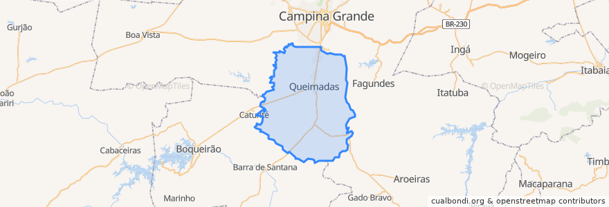 Mapa de ubicacion de Queimadas.