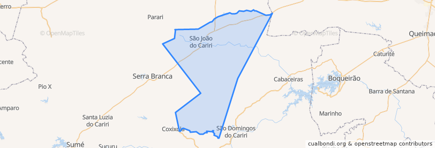 Mapa de ubicacion de São João do Cariri.