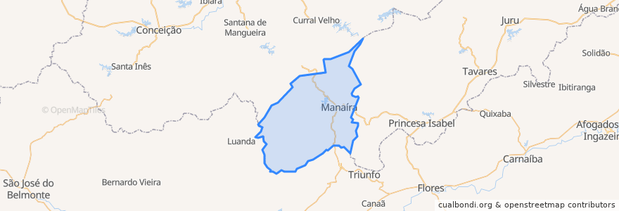 Mapa de ubicacion de Manaíra.