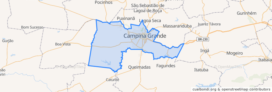 Mapa de ubicacion de Campina Grande.