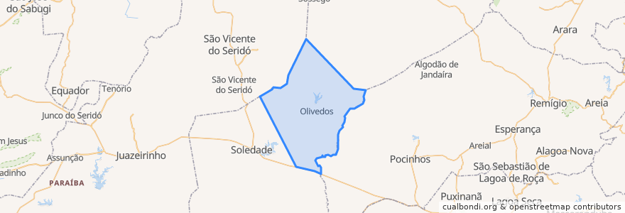 Mapa de ubicacion de Olivedos.