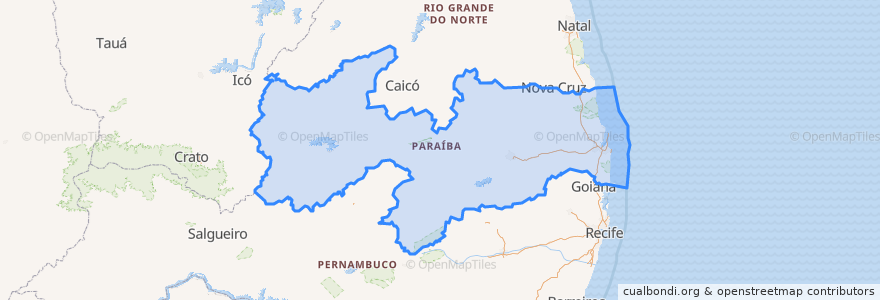 Mapa de ubicacion de Paraíba.