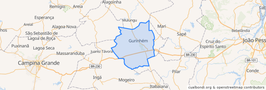 Mapa de ubicacion de Gurinhém.