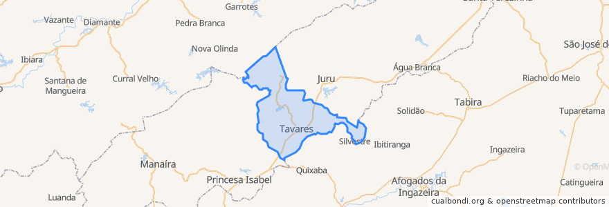 Mapa de ubicacion de Tavares.