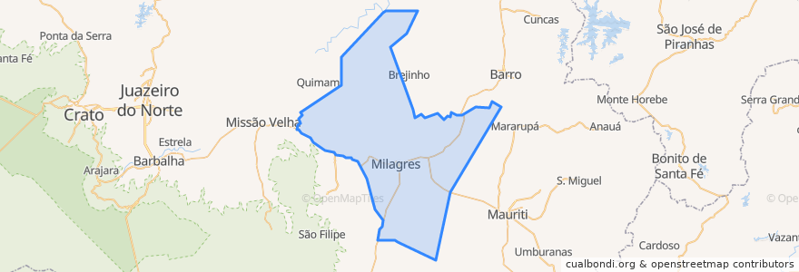 Mapa de ubicacion de Milagres.