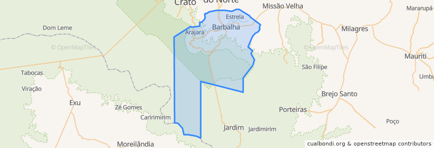 Mapa de ubicacion de Barbalha.