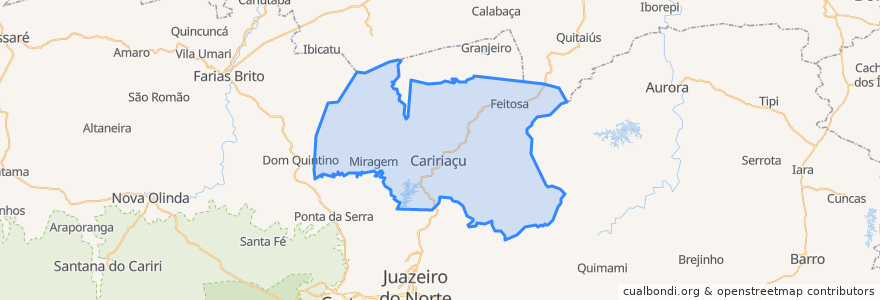 Mapa de ubicacion de Caririaçu.