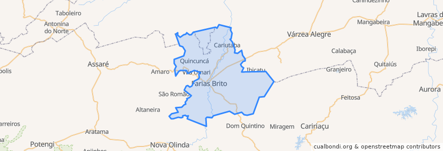 Mapa de ubicacion de Farias Brito.