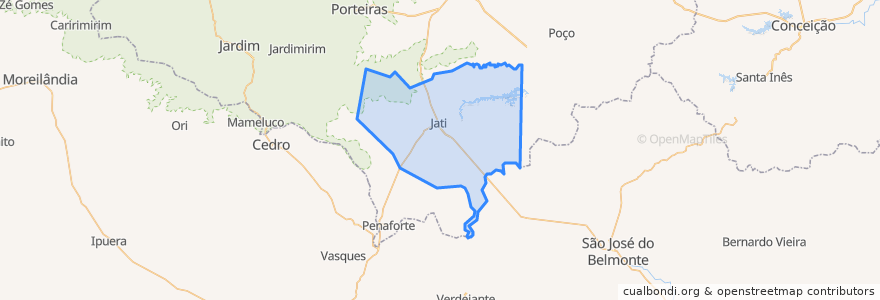 Mapa de ubicacion de Jati.