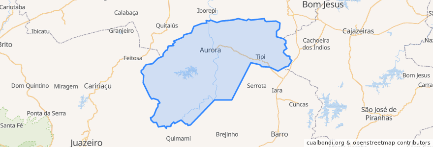 Mapa de ubicacion de Aurora.