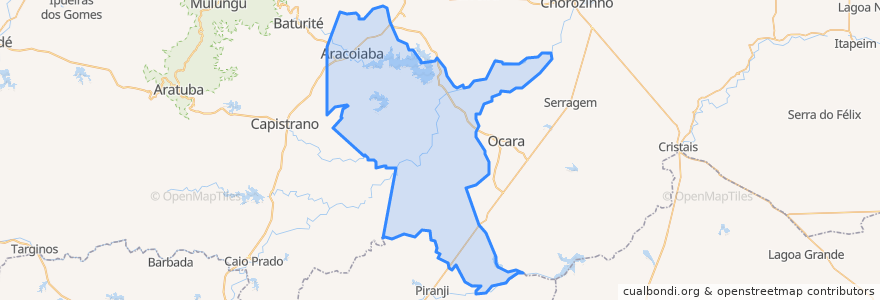 Mapa de ubicacion de Aracoiaba.