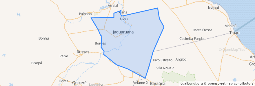 Mapa de ubicacion de Jaguaruana.