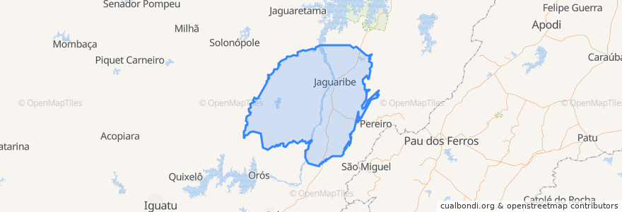 Mapa de ubicacion de Jaguaribe.