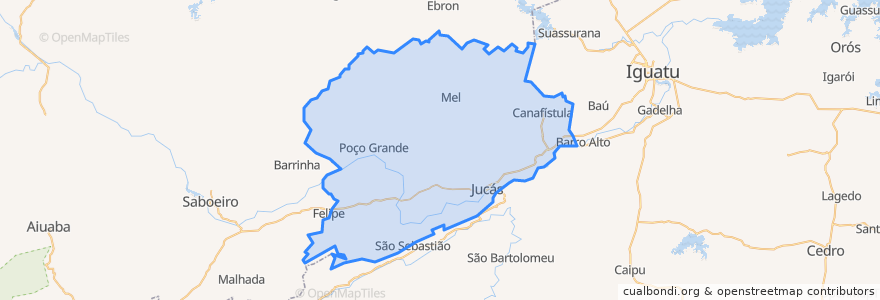 Mapa de ubicacion de Jucás.