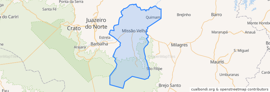 Mapa de ubicacion de Missão Velha.