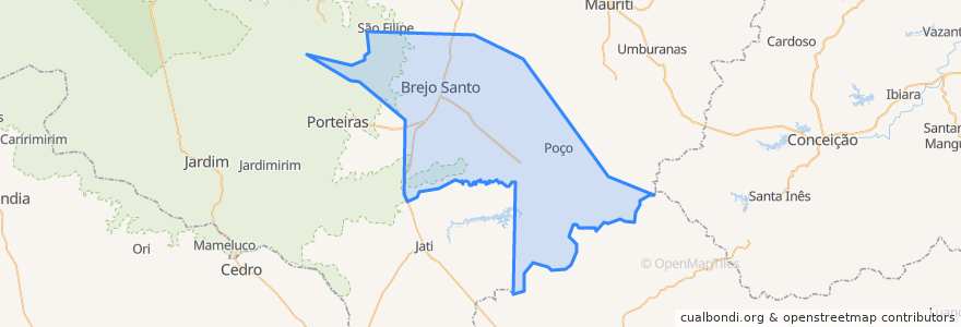 Mapa de ubicacion de Brejo Santo.