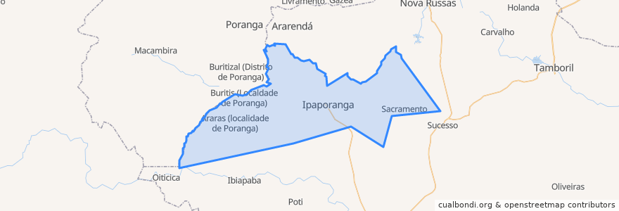 Mapa de ubicacion de Ipaporanga.