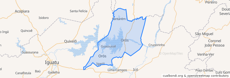 Mapa de ubicacion de Orós.