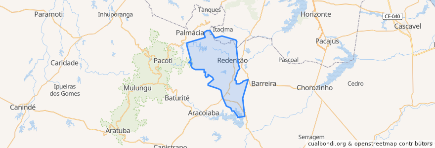 Mapa de ubicacion de Redenção.