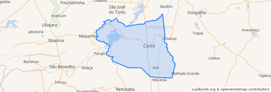 Mapa de ubicacion de Cariré.