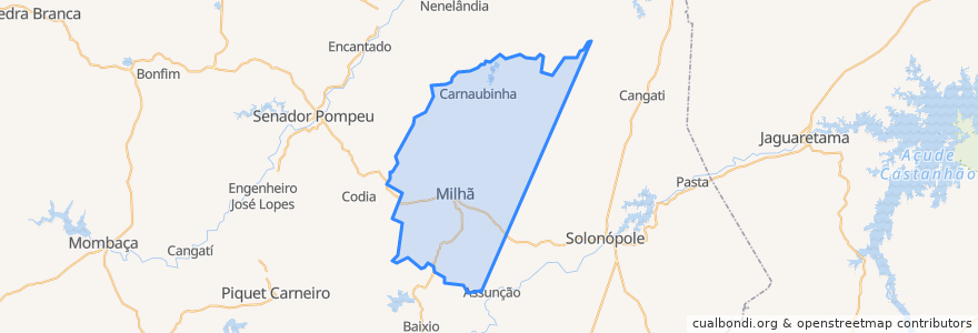 Mapa de ubicacion de Milhã.