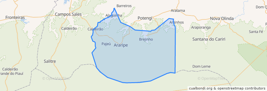 Mapa de ubicacion de Araripe.