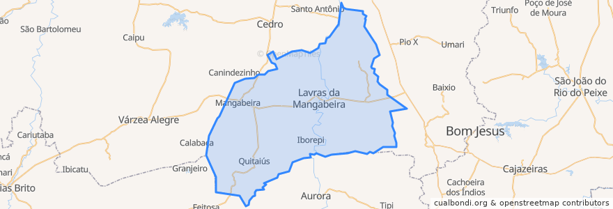 Mapa de ubicacion de Lavras da Mangabeira.