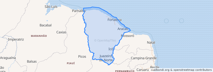 Mapa de ubicacion de Ceará.