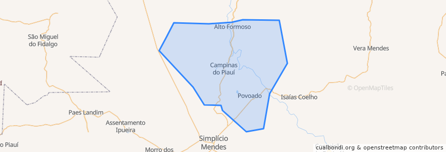 Mapa de ubicacion de Campinas do Piauí.