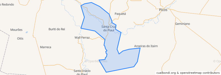 Mapa de ubicacion de Santa Cruz do Piauí.