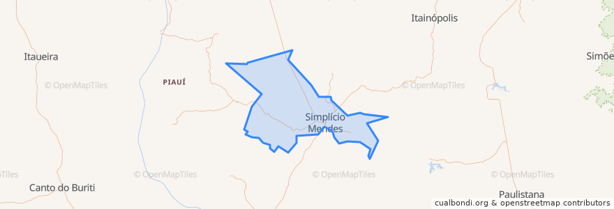 Mapa de ubicacion de Simplício Mendes.