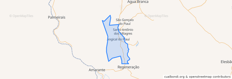 Mapa de ubicacion de Angical do Piauí.