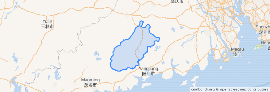 Mapa de ubicacion de 阳春市.