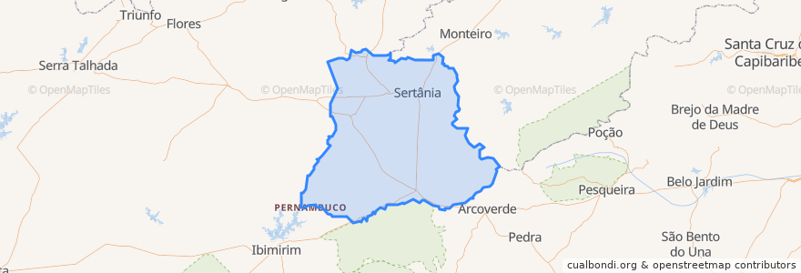 Mapa de ubicacion de Sertânia.