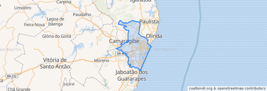 Mapa de ubicacion de Recife.