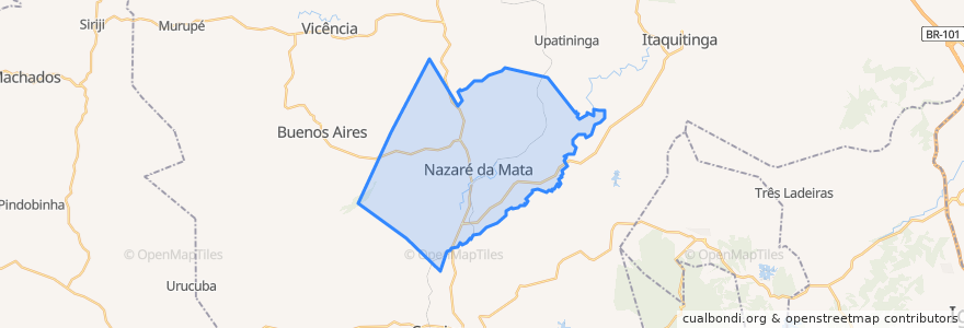 Mapa de ubicacion de Nazaré da Mata.