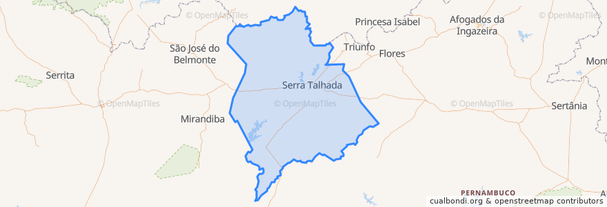 Mapa de ubicacion de Serra Talhada.