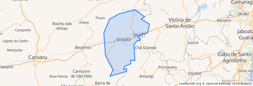 Mapa de ubicacion de Gravatá.